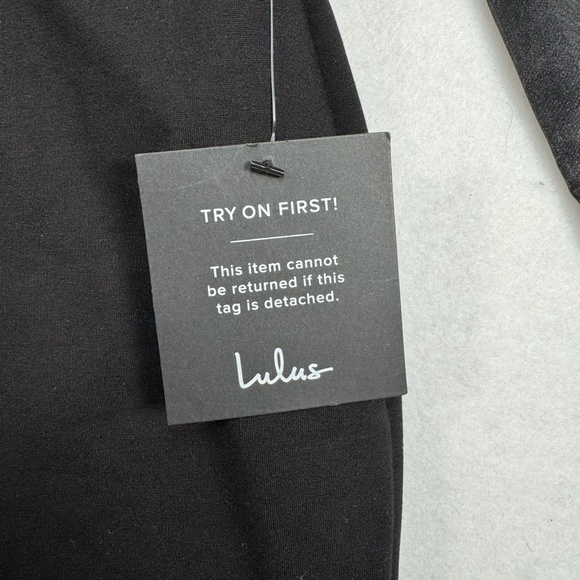 Lulus Black Bodycon Mini Dress Womens Size Large Balloon Sleeve Nwt Open Back - Picture 6 of 15